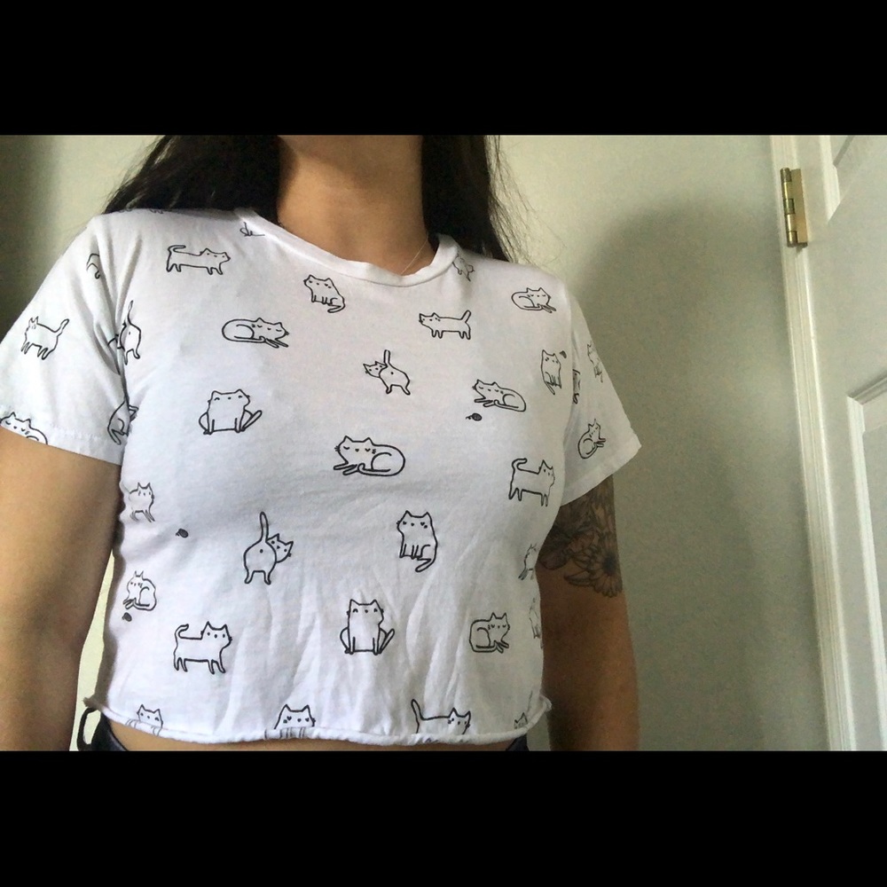 Cat Design Crop Top